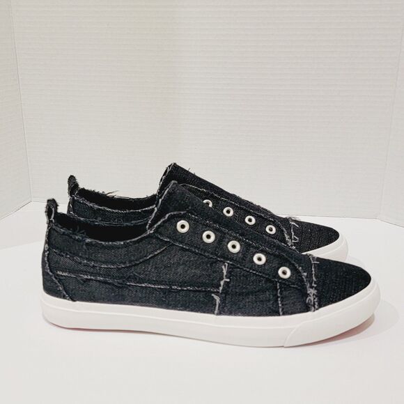 Corkys Babalu Sneakers Women's Size 12 Black Distressed Slip On Canvas Shoes EUC - Picture 5 of 12